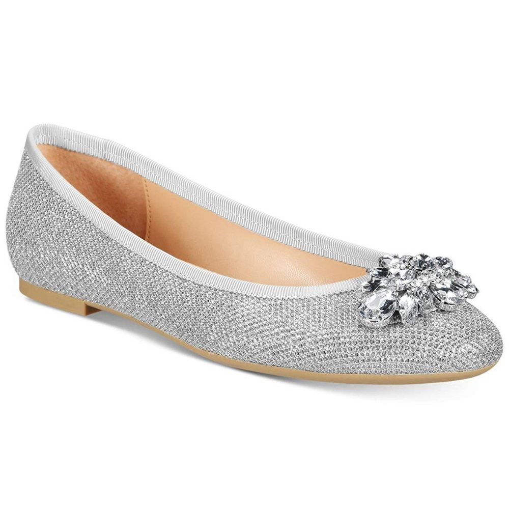 Badgley Mischka Jewel Bridal Embellished Flats Shoes Size 8.5 NWT